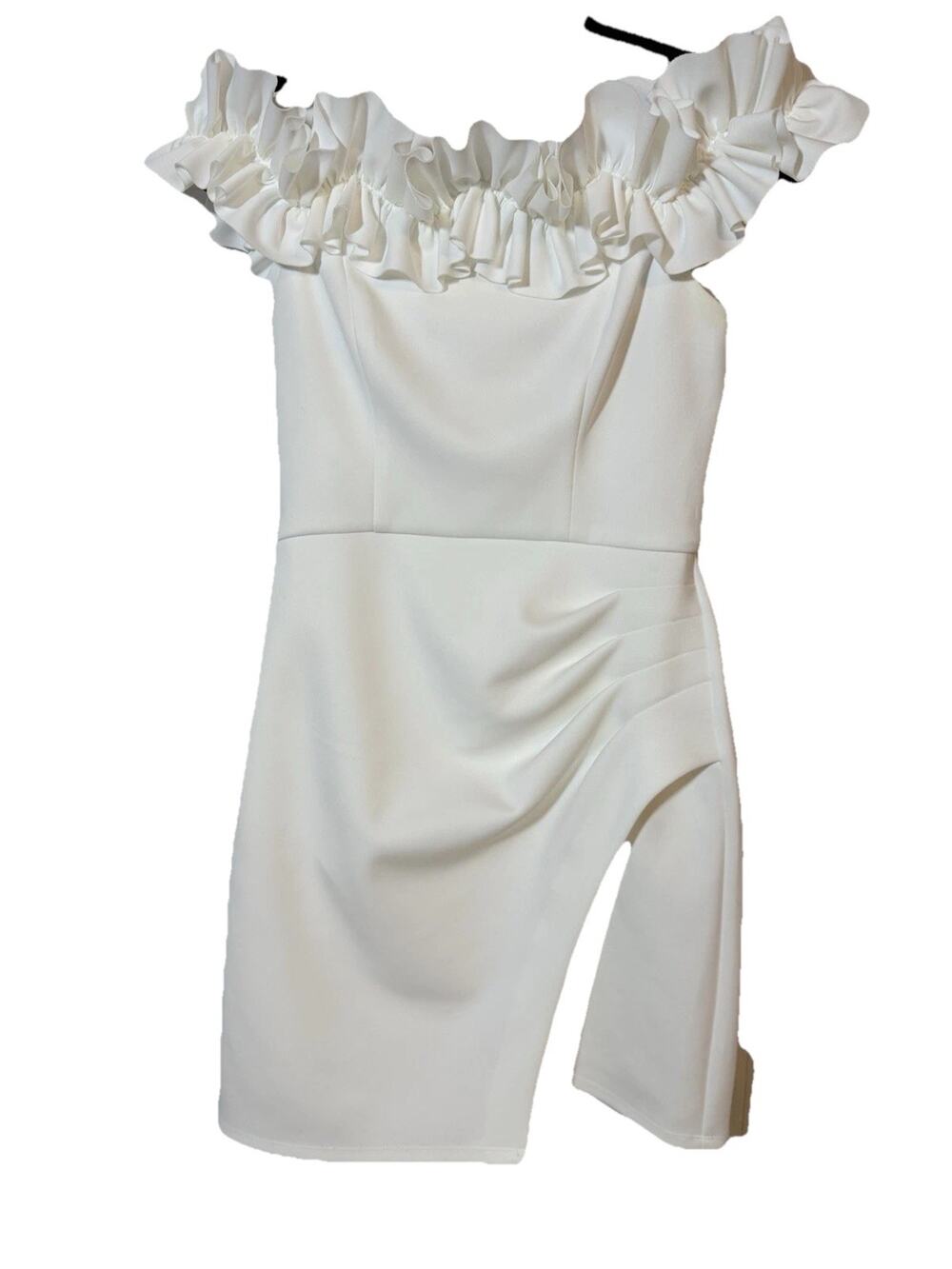 CLOVER AND SLOANE White Off Shoulder MINI DRESS Sz 4 EUC. BEAUTIFUL!